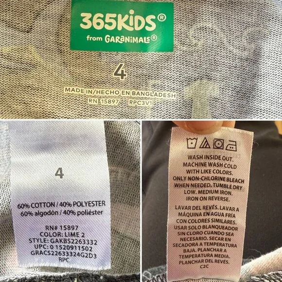 365Kids From Garanimals Boys Shark Print T Shirt Size 4 Black Multicolor Cotton - Picture 5 of 7